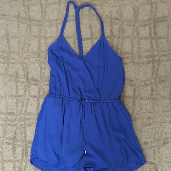 loverich cobalt blue, sleeveless romper, Large. - Picture 1 of 7